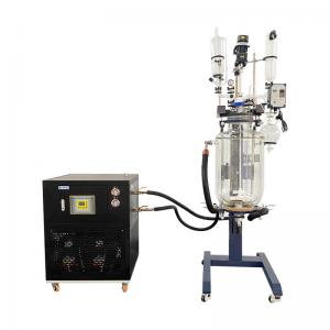 China 50 Liter Ptfe Chemical Double Jacketed Glass Reactor Crystallization Lab Lifting supplier