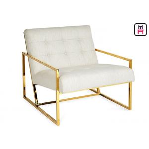 China Single / Beige Blue Velvet Accent Chair Luxury Armrest Stainless Steel Gold / Chrome supplier