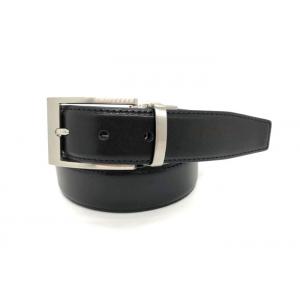Customized Mens Black Dress Belt With Zinc Alloy Buckle Classic Style