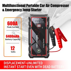 China Arrancador de batería de coche portátil de 12 V y 6400 mAh con pantalla LED multifunción wholesale