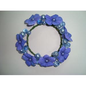 China Small Blue Violet Fabric Artificial Decorative Flowers Garlands Wreaths with Beads supplier