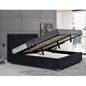 China Black Plush Velvet Upholstered Gas Lift Bed Stain Resistant With Four Metal Feet supplier