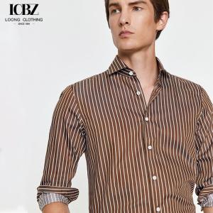 Summer Striped Shirt for Men No-Iron Long-Sleeved Business Casual Slim Fit Suit Shirt