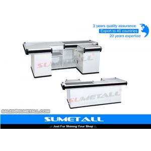 Cashier Desk With Conveyor Belt For Supermarket D-002 , Cashier Desk Supplier