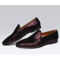 China Brown Italian Leather Loafers Mens Woven Leather Loafers with Wave Pattern on sale