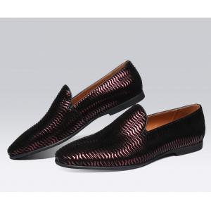 Brown Italian Leather Loafers Mens Woven Leather Loafers with Wave Pattern