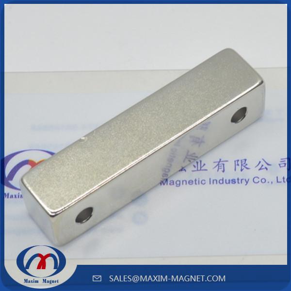 Large block Neodymium magnets with two countersunk holes
