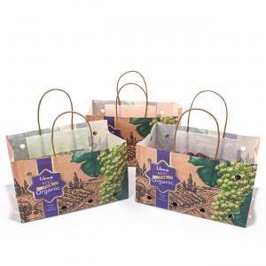 OEM Fruit Paper Bags , Flexo Printing Small Kraft Bags With Handles