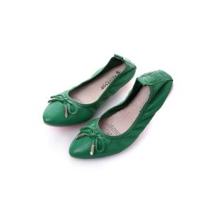 high quality green goatskin beautiful girl student shoes designer shoes foldable flat shoes pointed shopping shoes BS-16
