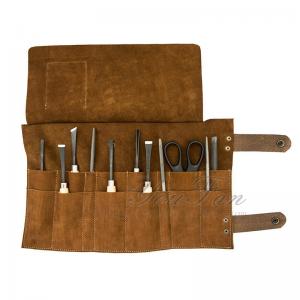 Custom Handmade Leather Tool Roll Bag For Chef / Barber / Electrician