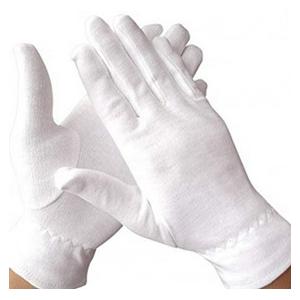 China Ceremony Breathable White Cotton Gloves With Wristband For Cosmetic Barber Shop supplier