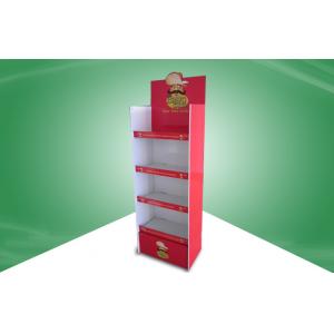 China Red Four Shelf Cardboard Free Standing Display Units PP Lamination for Snack supplier