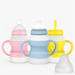 Odorless Silicone Baby Feeding Bottle Leakproof Transparent Pyramid Shape