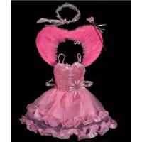 cute children dance performance stage costume dress with feather wing,head band and stick