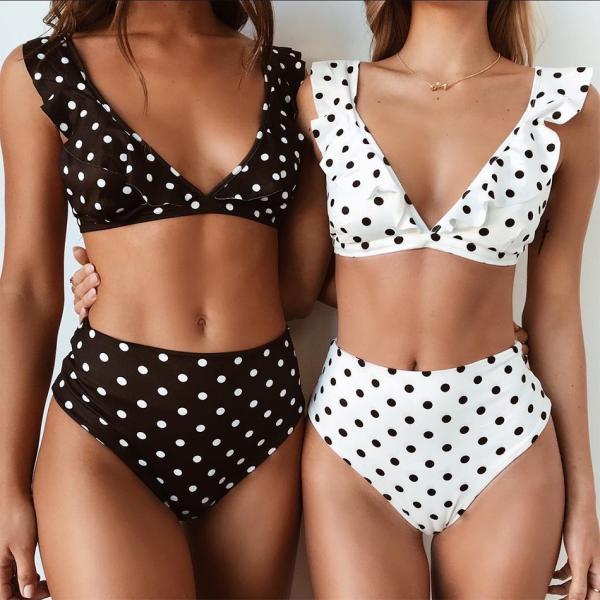 2018 Sexy High Waist Bikini Women Swimwear Push Up Swimsuit Ruffle with spot