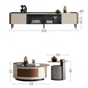 Light Luxury Living Room TV Set Khaki black TV Cabinet Coffee Table Set 2000X455