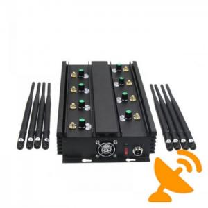 China Adjustable 8 Band UHF VHF Jammer Device To Block Mobile Phone Signal 16W supplier