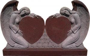 China American style red granite double angel heart headstones on sale 