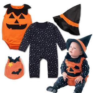 Custom halloween playsuits 3 sets cute pumpkin rompers clothes baby kids