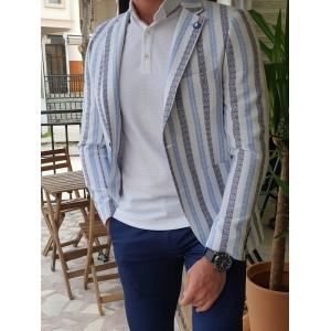 Striped Cotton Business Casual Suit Jacket Business Casual Interview Outfits