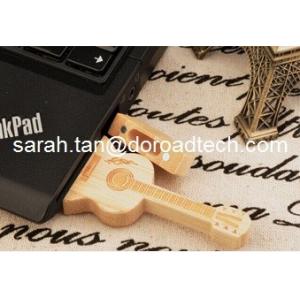 China 100% Real Capacity Guitar-shaped Pen Drive Wooden USB Flash Drives supplier