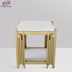 China Living Dining Room Square Marble Top Table Gold Stainless Steel Legs supplier