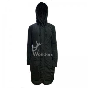China Woman's Heather Hooded Padded Longline Puffer Jacket In Black supplier