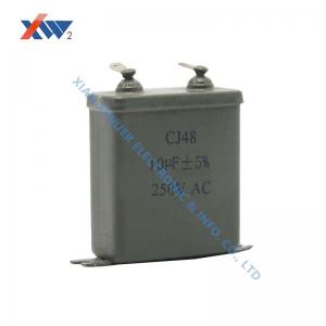 CJ48 250VDC 10uF High Voltage Film Capacitor , Metallized Paper Dielectric Capacitor