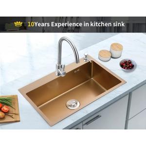 Top Mount Stainless Steel Kitchen Sinks Handmade Polished Surface