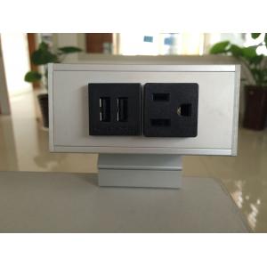 China Desk Mounted Power Sockets with 1 Outlets & 2 USB Ports , Metal Tabletop Outlet 125V 15A supplier