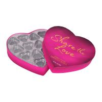 China Pink Heart Shaped Chocolate Gift Box Valentine'S Day Packaging With Tinfoil Insert on sale