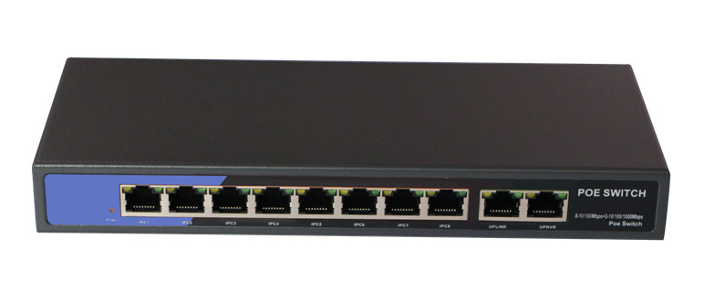 10 Ports 2 And 8 * 10 / 100M RJ45 PoE Network Switch Support Auto MDI / MDIX