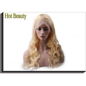 China Blonde Human Hair Full Lace Wigs , Color 613# 18 inch Hair Extensions supplier