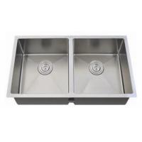 China 1.0mm 1.2mm Double Bowl Undermount Handmade Kitchen Sink 20 Guage on sale
