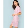 China Fall Apparel For Women Rolled Up Sleeve Wide Waistband Plaid Dress wholesale