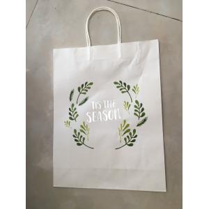 China Custom logo hot foil stamping shopping bag kraft paper bag with twisted handle supplier