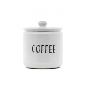 China Airtight Household White Creative Stoneware Kitchen Coffee Sugar Flour Round Ceramic Canister With Lid supplier