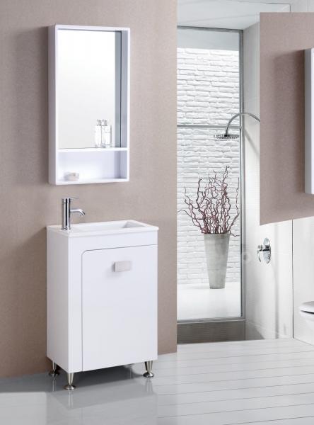 Floor PVC Bathroom Cabinet Single Bowl Bathroom Vanities With Mirror