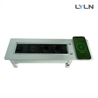 Motorized Conference Table Socket With Wireless Charging CE Certified