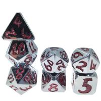 China Multipurpose Tiny Metal Dice Red Dice Polyhedral Set For Dungeons And Dragons Silver Red on sale