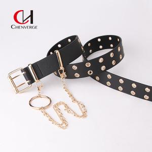 Full Hole Ladies Leather Belt Hip Hop Punk Style Street Cool Wind Chain