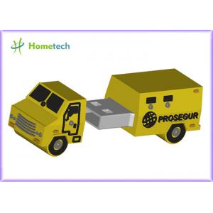 High Speed Customized USB Flash Drive / Promotional Postal Car USB 2.0 Sticks Yellow