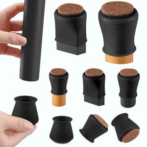 Silicone Chair Leg Floor Protectors Furniture Leg Protectors With Felt Black Table Leg Pad Brown