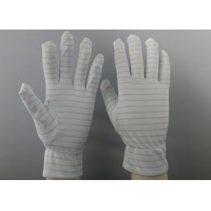 China White Color Stripes Anti Static Gloves 100% Polyester Material For Repairing wholesale