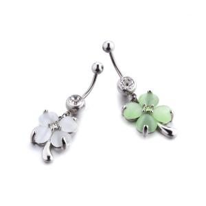 Fashion stainless steel piercing jewelry flower dangle belly button ring for women