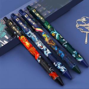 School Stationery Creative Black 0.5mm Gel-Ink Pen Set 4pcs featuring Retro Carbon Pen