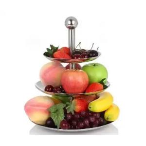 Detachable 2 Tier Stainless Steel Fruit Basket Hotel Lobby Supplies