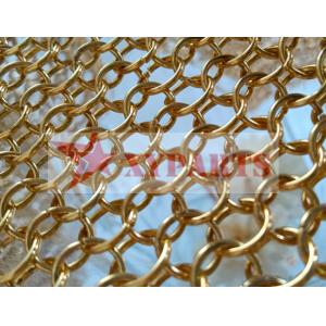 Fireproof Metal Mesh Curtain Restaurant Partition Ring Curtain With Gold Color
