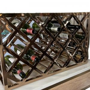 China Non Faded Stainless Steel Metal Fabrication Mirror Surface Metal Wine Rack Rose Gold supplier