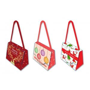 Decorative Unique Christmas Gift Bags 300 Gsm Herringbone Cotton Handle